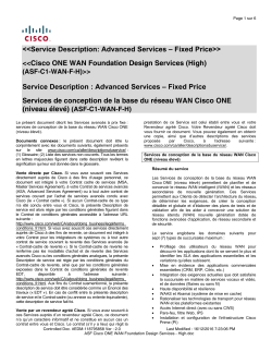 Cisco ONE WAN Foundation Services HIGH Services de conception de la base du r seau WAN Cisco ONE (niveau lev )