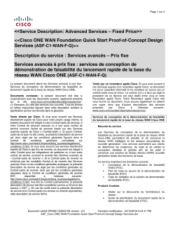 Cisco ONE WAN Foundation Quick Start Proof-of-Concept Design Services Services de conception de d monstration de faisabilit du lancement rapide de la base du r seau WAN Cisco ONE
