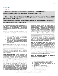 Cisco Data Center Accelerated Deployment Service for Nexus 9000 Service Cisco de d ploiement acc l r de centre de donn es