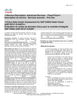 Cisco Data Center Assessment service for SAP HANA Health Check valuation du centre de donn es Cisco pour le contr le d int grit SAP HANA