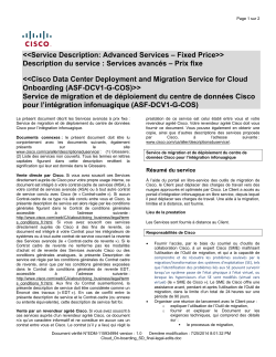 Cisco Data Center Migration Service for Cloud Onboarding Service de migration et de d ploiement du centre de donn es Cisco pour l int gration infonuagique