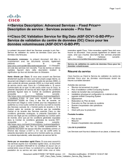 Cisco Data Center Validation Service for Big Data Service de validation du centre de donn es (DC) Cisco pour les donn es volumineuses