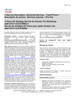 Cisco Data Center Strategy Service for Domain Ten Workshop Service de strat gie DC Cisco pour atelier Domain Ten