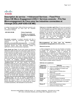ASF Cisco Connected Industries and Energy Micro Engagement Prix fixe Micro-engagement de Cisco pour les industries connect es et l nergie (ICE)
