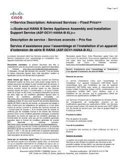 Scale-out SAP HANA B Series Assembly and Installation Support Service Service d'assistance pour l assemblage et l installation d un appareil d extension de s rie B HANA