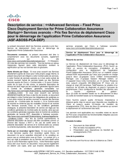 Cisco Deployment Service for Prime Collaboration Assurance Startup Prix fixe Service de d ploiement Cisco pour le d marrage de l application Prime Collaboration Assurance