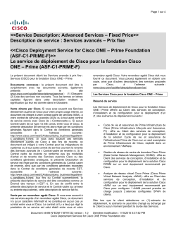 Cisco Deployment Service for Cisco ONE Prime Foundation Le service de d ploiement de Cisco pour la fondation Cisco ONE Prime