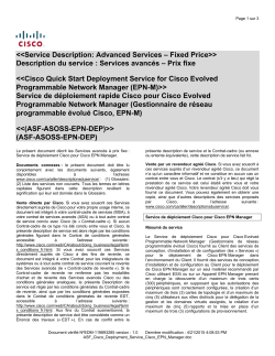 Advanced Services-Fixed Price Services for Evolved Programmable Network (EPN) Manager Service de d ploiement rapide Cisco pour Cisco Evolved Programmable Network Manager (Gestionnaire de r seau programmable volu Cisco, EPN-M)