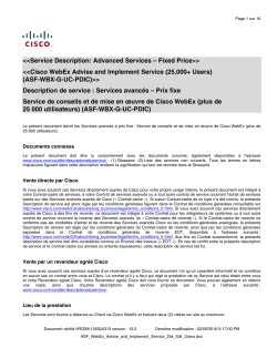 Cisco WebEx PDI Services for over 25,000 Users Services de planification, conception et mise en uvre des licences Cisco WebEx pour plus de 25 000 utilisateurs
