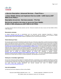 Cisco WebEx PDI Services for 5,000 9999 users Services de planification, conception et mise en uvre des licences Cisco WebEx pour 5 000 9 999 utilisateurs