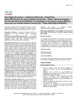 ASF Cisco PDI Services for Cisco Instant Connect (IC) - Pilot Prix fixe Services de planification, de conception et de mise en oeuvre (PDI) de Cisco pour sa solution Instant Connect (IC) Pilote