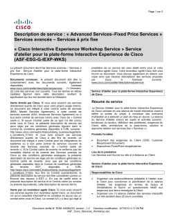 Cisco Interactive Experience Workshop Service Service d'atelier pour la plate-forme Interactive Experience de Cisco