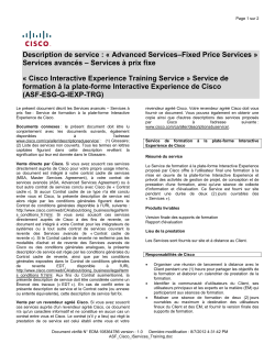 Cisco Interactive Experience Training Service Service de formation la plate-forme Interactive Experience de Cisco