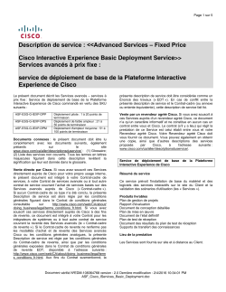 Cisco Interactive Experience Basic Deployment Service Service de d ploiement de base de la plate-forme Interactive Experience de Cisco