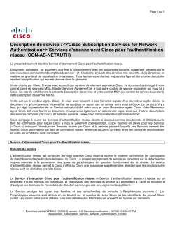 Cisco Subscription Services for Network Authentication Services d abonnement Cisco pour l authentification r seau