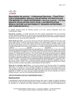 Cisco Assessment Service for Network Authentication for Medium to Large Enterprise Prix fixe Service d valuation Cisco pour l Authentification R seau Destin aux Moyennes et Grandes Enterprises