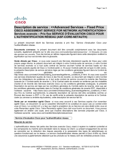 Cisco Assessment Service for Network Authentication Prix Fixe Service d valuation Cisco pour l Authentification R seau