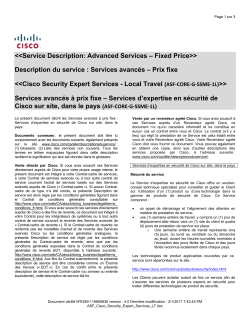 &laquo;ASF Cisco Build Services Security SME 1W LT&raquo; Services de s&eacute;curit&eacute; de Cisco assur&eacute;s par un expert en une semaine sur site, dans le pays