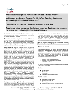ASF CRS Installation and Commissioning Services avanc s prix fixe d'installation et de mise en service CRS