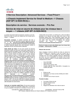 Cisco Deployment Service for Chassis Install and Commission Service de d ploiement de Cisco - Installation et mise en service de ch ssis