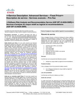 SP AS-Fixed SW Risk Analysis and Recommendation Analyse de risque logiciel et recommandations pour les services avanc s prix fixe pour fournisseurs de services (SP AS-Fixed)