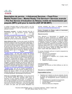ASF MPC Market Ready Trial Service Prix fixe Service d valuation du R seau mobile de transmission par paquets (MPC) pr t pour le march