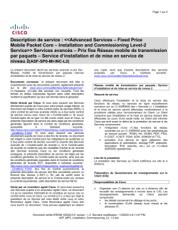 ASF MPC Installation Commissioning L2 Prix fixe R seau mobile de transmission par paquets Service d installation et de mise en service de niveau 2