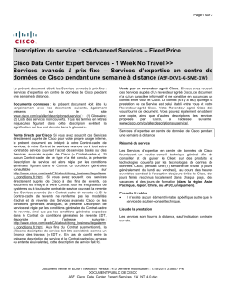 ASF Cisco Build Services Data Center SME 1W NT Services de d veloppement Cisco assur s par un sp cialiste (SME) des centres de donn es pendant une semaine, distance