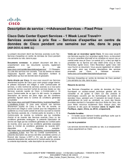 ASF Cisco Build Services Data Center SME 1W LT Services de d veloppement Cisco assur s par un sp cialiste (SME) des centres de donn es pendant une semaine sur site, dans le pays