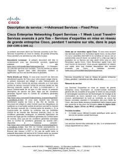 ASF Cisco Build Services Core SME 1W LT Services de d veloppement Cisco assur s par un sp cialiste (SME) pendant une semaine sur site, dans le pays