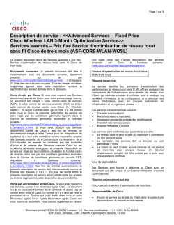 ASF Cisco Wireless LAN 3-Month Optimization Service Prix fixe Service d optimisation de r seau local sans fil Cisco de trois mois
