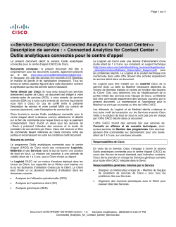 Connected Analytics for Contact Center Service Outils analytiques connect s pour le centre d appel