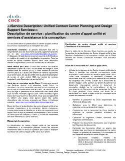 Unified Contact Center Planning and Design Service planification du centre d appel unifi et services d assistance la conception