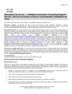 Cisco Intelligent Automation Consulting Support Service Service de soutien-conseil en automatisation intelligente de Cisco