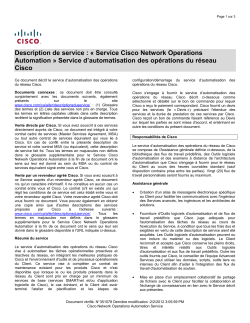Cisco Network Operations Automation Service Service d'automatisation des op rations du r seau Cisco