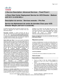 Cisco Data Center Deployment Service for UCS Director Medium - Fixed Price Service de d ploiement de centre de donn es Cisco pour UCS Director Moyen