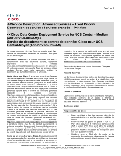Cisco Data Center Deployment Service for UCS Central - Medium Service de d ploiement de centres de donn es Cisco pour UCS Central-Moyen