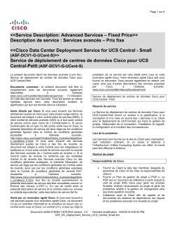 Cisco Data Center Deployment Service for UCS Central - Small Service de d ploiement de centres de donn es Cisco pour UCS Central-Petit