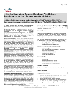 Cisco QuickStart Service for DC Nexus FCoE Service de d marrage rapide Cisco pour DC Nexus FCoE