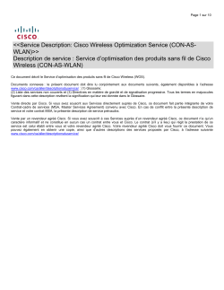 Cisco Wireless Optimization Service Service d'optimisation de r seau sans fil de Cisco