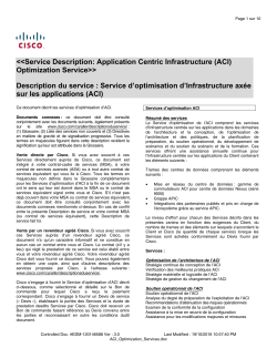 ACI Optimization Service Service d optimisation d Infrastructure ax e sur les applications (ACI)