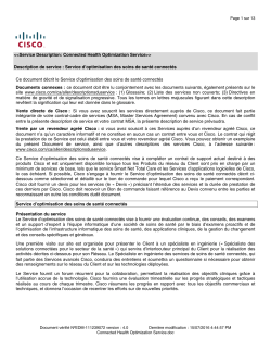 Connected Health Optimization Service Service d optimisation de Cisco des solutions connect es pour le secteur de la sant