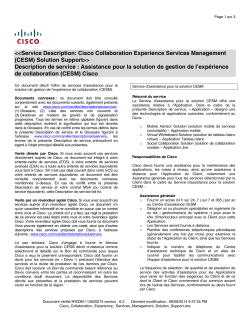 Cisco Collaboration Experience Services Management Solution Support Assistance pour la solution de gestion de l exp rience de collaboration (CESM) Cisco