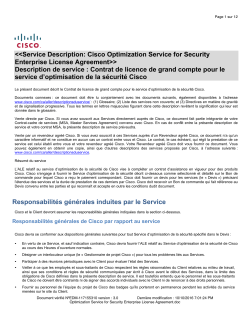 Cisco Optimization Service for Security Enterprise License Agreement Accord de licence d entreprise relatif au service d optimisation de la s curit de Cisco.