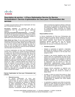 Cisco Optimization Service for Service Orchestration Service d optimisation de Cisco pour l Orchestration des services