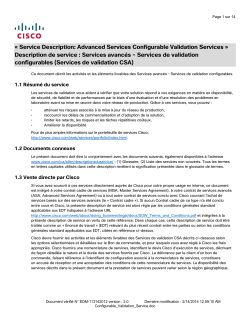 Advanced Services Configurable Validation Services Services de validation configurables de services avanc s (Services de validation CSA)