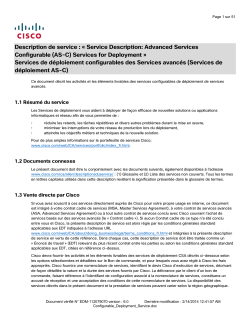 Advanced Services Configurable(AS-C) Services for Deployment Services de d ploiement configurables de services avanc s (Services de d ploiement CSA)