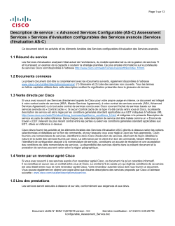 Advanced Services Configurable (AS-C) Assessment Services Services d' valuation configurables de services avanc s (Services d' valuation CSA)