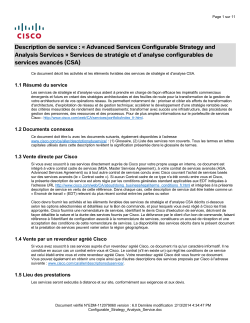 Advanced Services Configurable Strategy and Analysis Services Services de stra gie et d'analyse configurables de stervices avanc s (CSA)