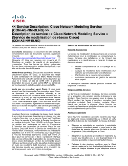 Network Modeling and Business Intelligence Service Service de mod lisation et de veille commerciale du r seau Cisco